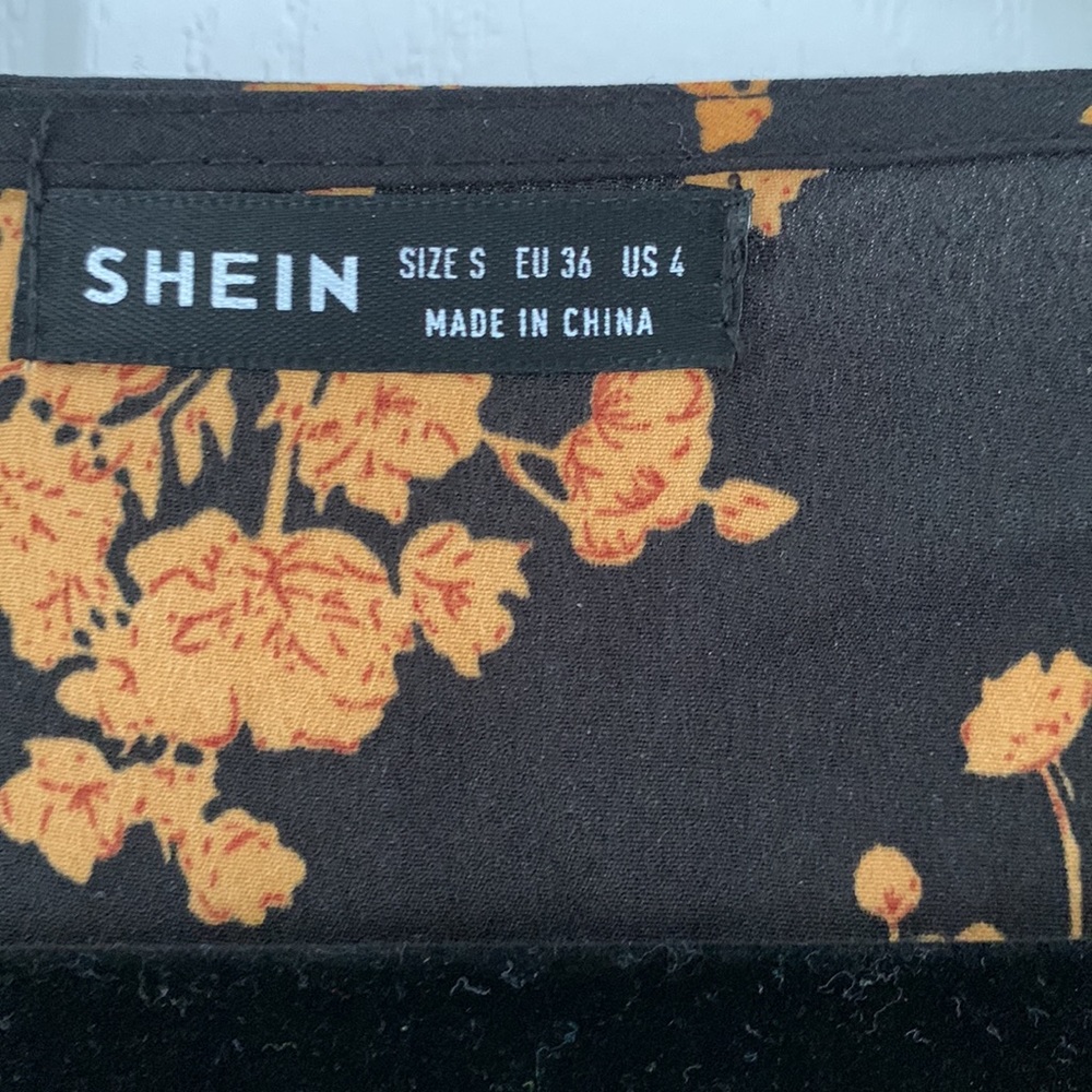 Shein wrap maxi floral dress black tan fall bump friendly maternity - Picture 3 of 13